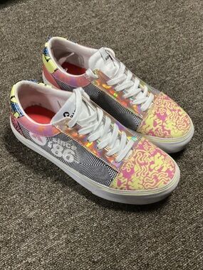 Airwalk Multicolor Holographic Low-Top Sneakers in Pink, Yellow, White